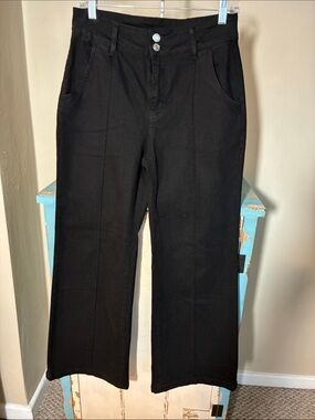 High-Rise Black Wide-Leg Flare Jeans